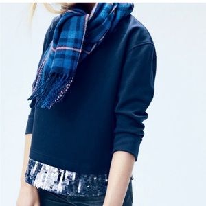 J CREW Sequin Trim Sweatshirt S NAVY